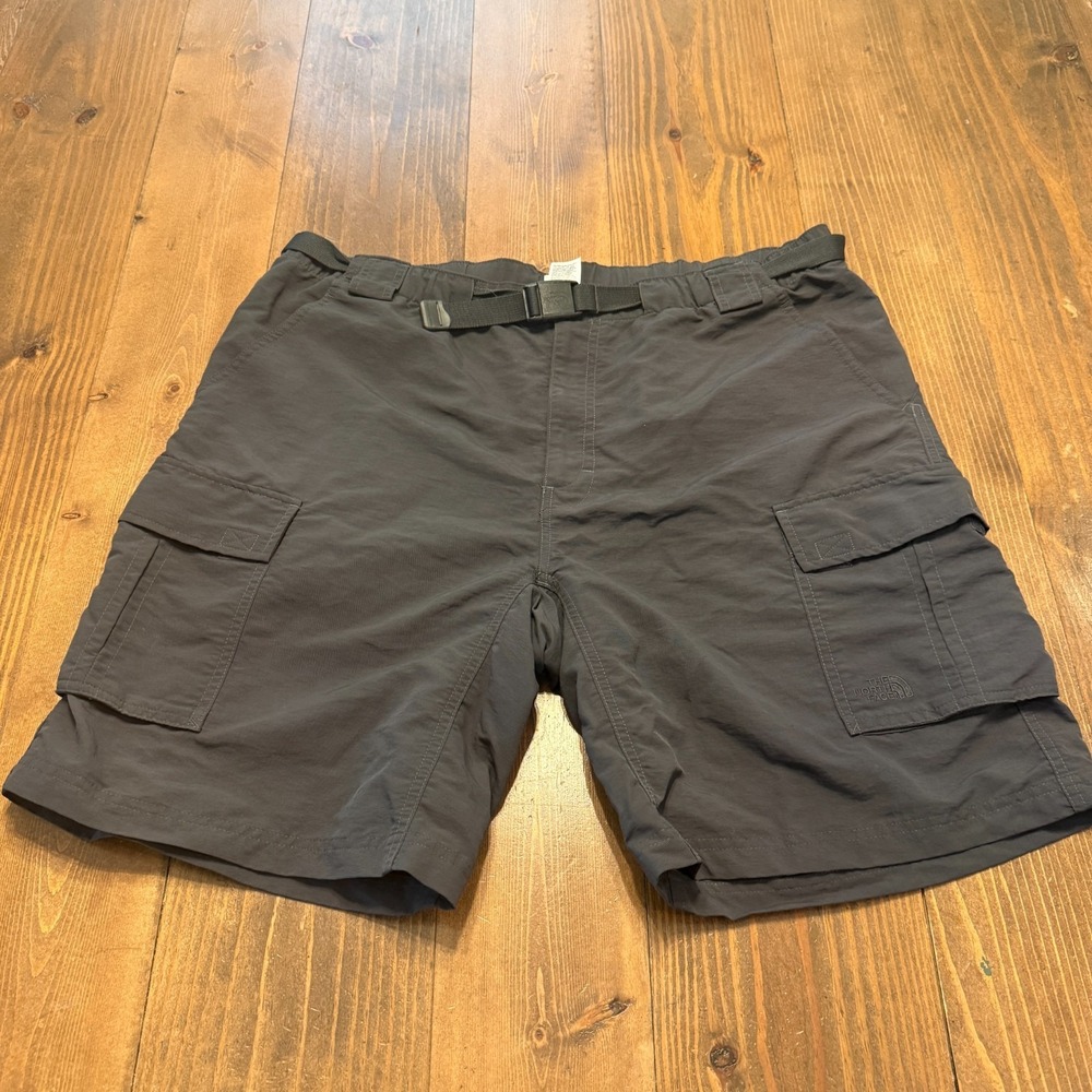 The North Face Belted Nylon Cargo Shorts Hiking Outdoor Gray XL